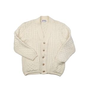 Vintage Kilspindie Pure New Wool Knit Cardigan Men's L Beige Scotland Made -Read